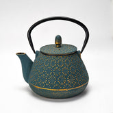 Teal Flower Cast Iron Tea Pot