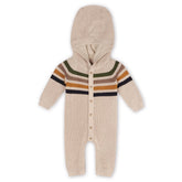 Stripe Hooded Sweater Knit Baby Jumpsuit