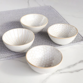 White Patterned Dip Bowls