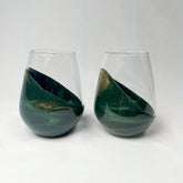 Emerald Marbled Stemless Wine Glass Set