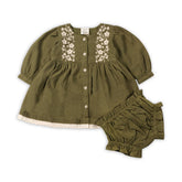 Hazel Embroidered Baby Dress & Bloomer Set