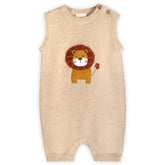 Lion Applique Knit Sleeveless Baby Romper