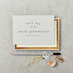 Grey Scalloped Maid of Honour Card