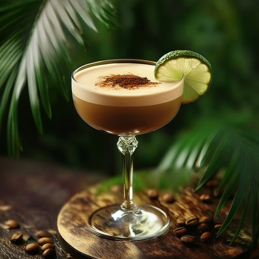 Tropical rum cocktail with espresso and amaro