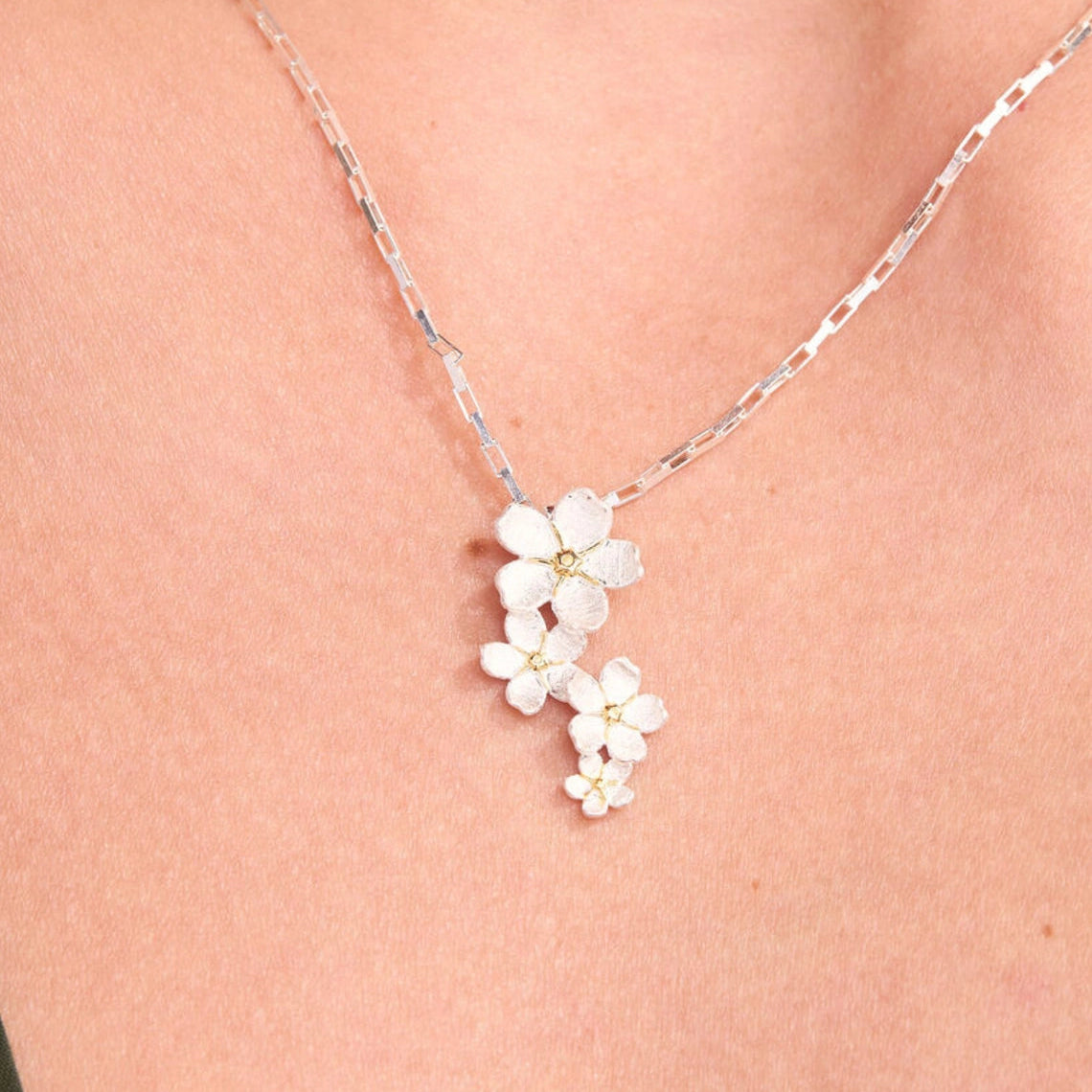 Cherry Blossom Silver Necklace