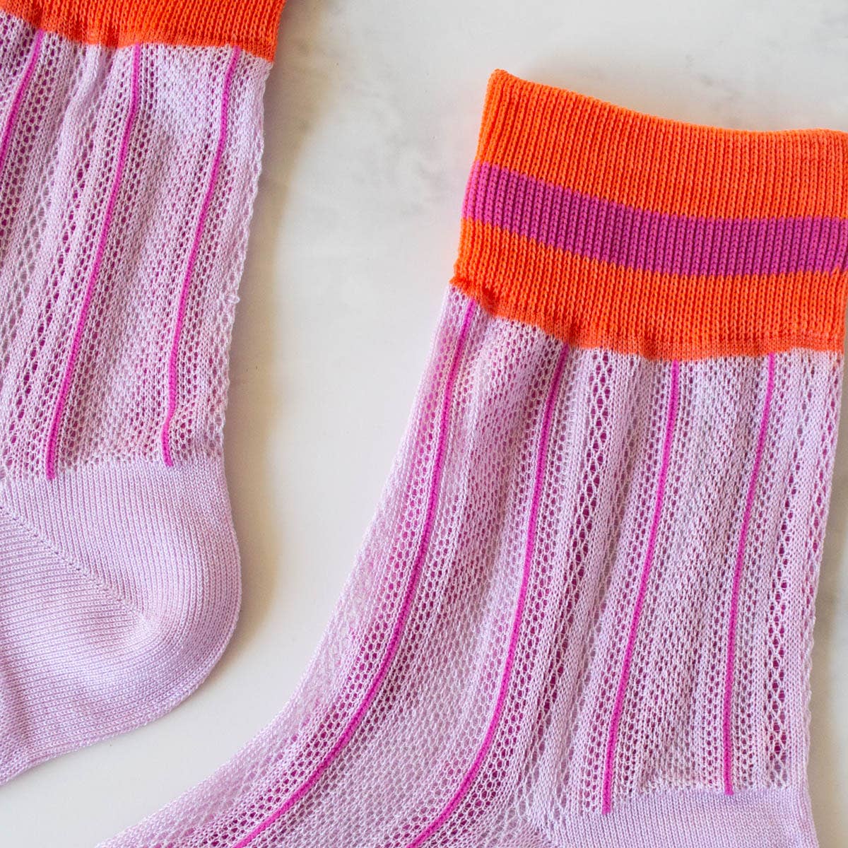 Ankle Mesh Striped Socks