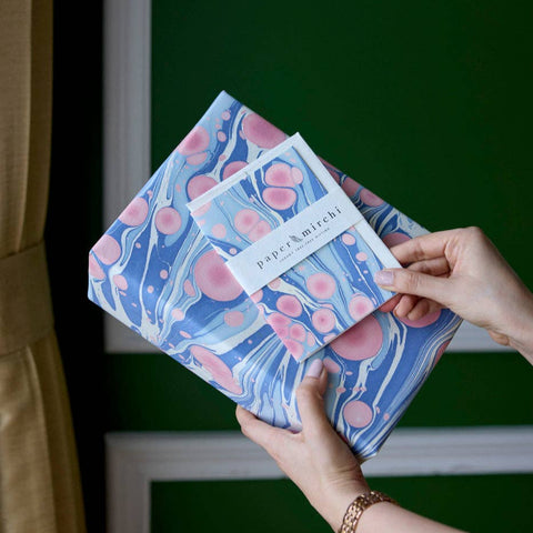 Cosmos Hydrangea Marbled Gift Wrap Sheet