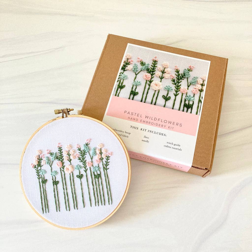 Pastel Wildflowers Embroidery Kit