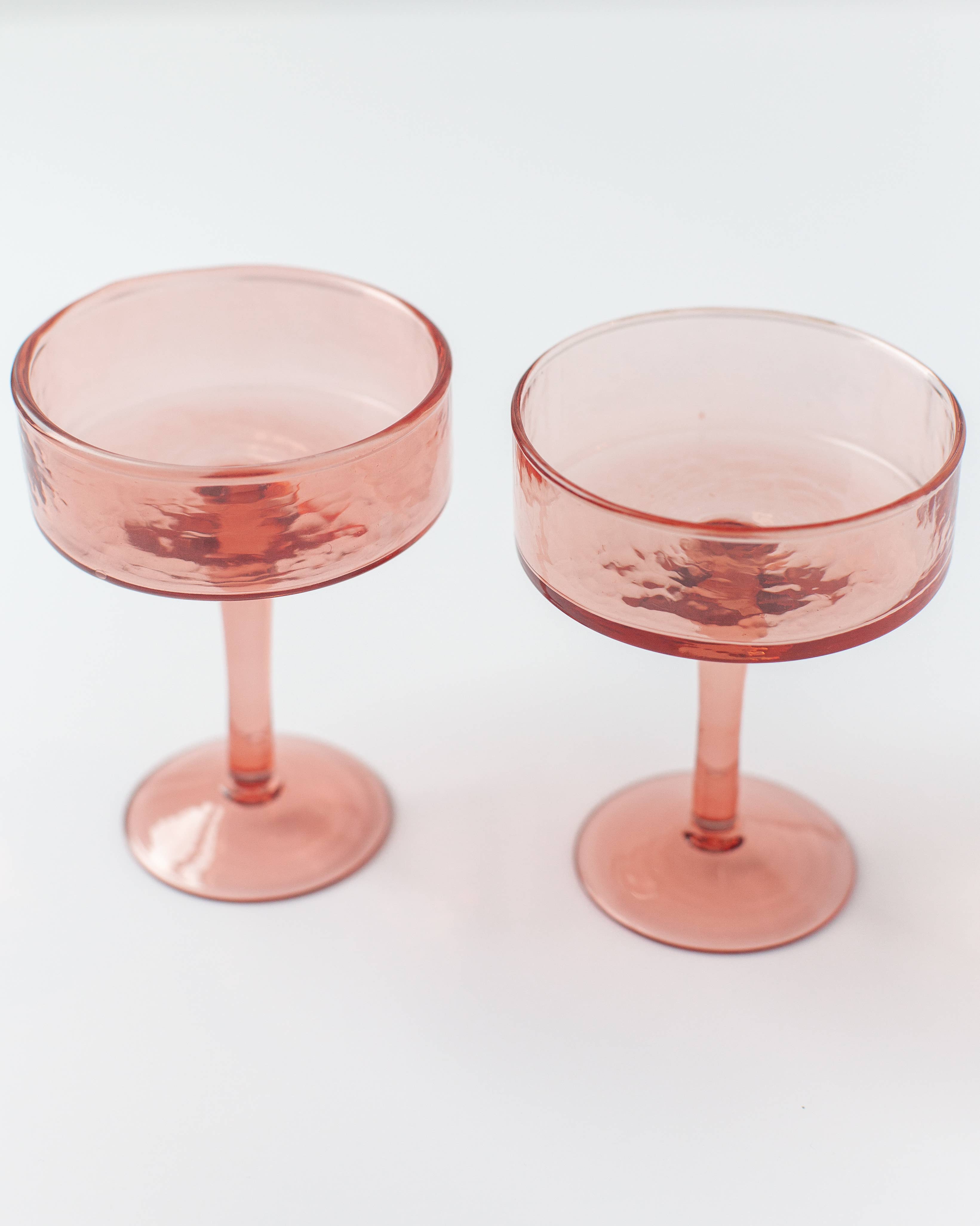 Handblown Hammered Coupe Glasses