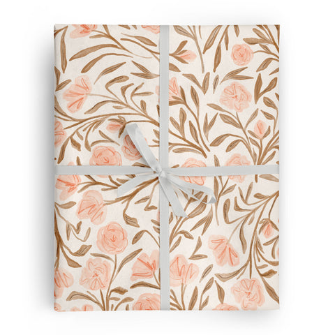 Pink Floral Wrapping Paper Sheet