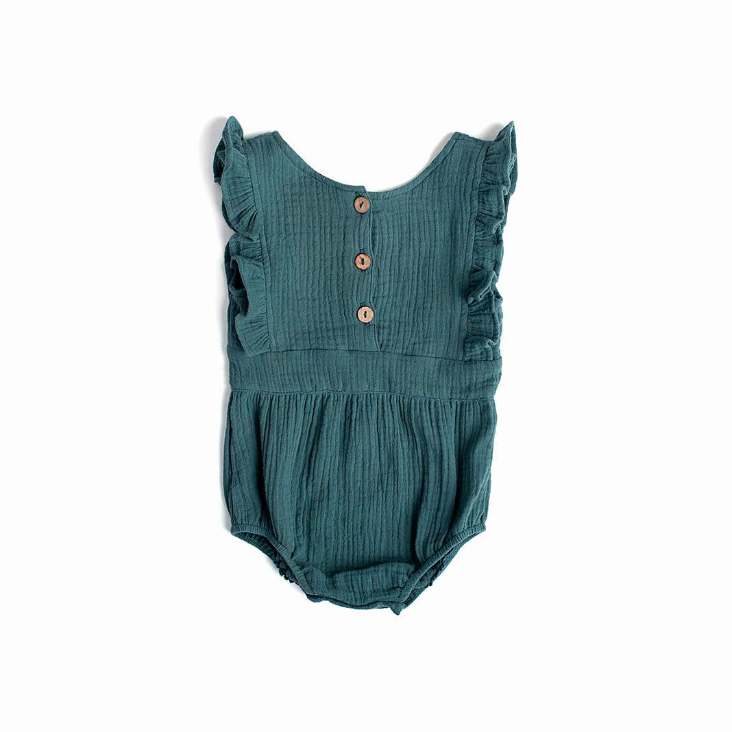 Peacock Backless Cotton Romper
