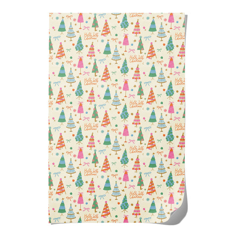 Holly Jolly Trees Holiday Wrapping Paper Sheet