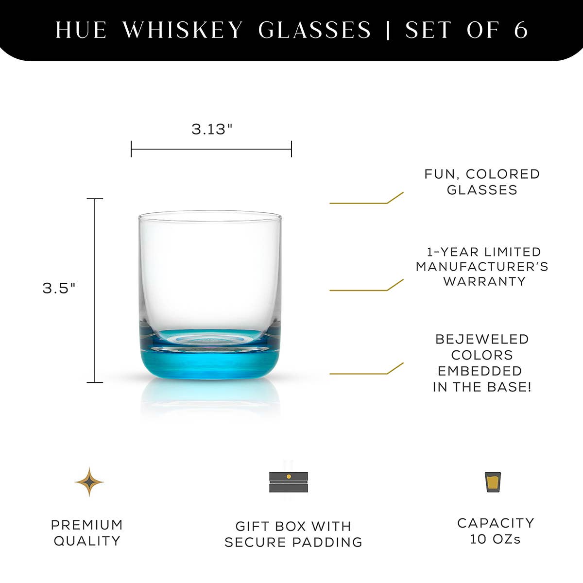 Hue Colored Whiskey Tumbler Set