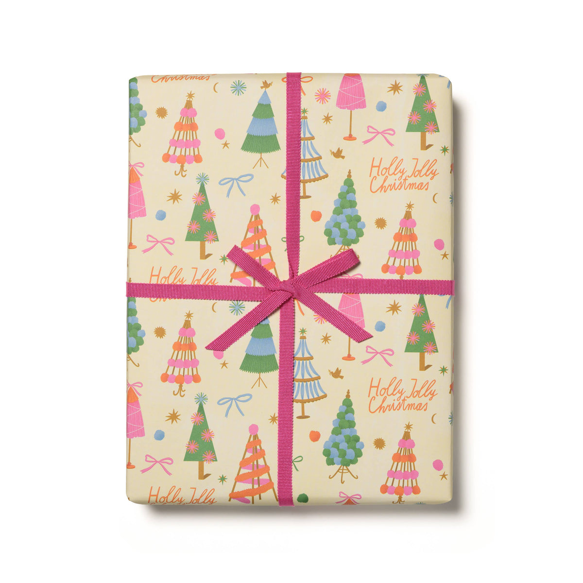 Holly Jolly Trees Holiday Wrapping Paper Sheet
