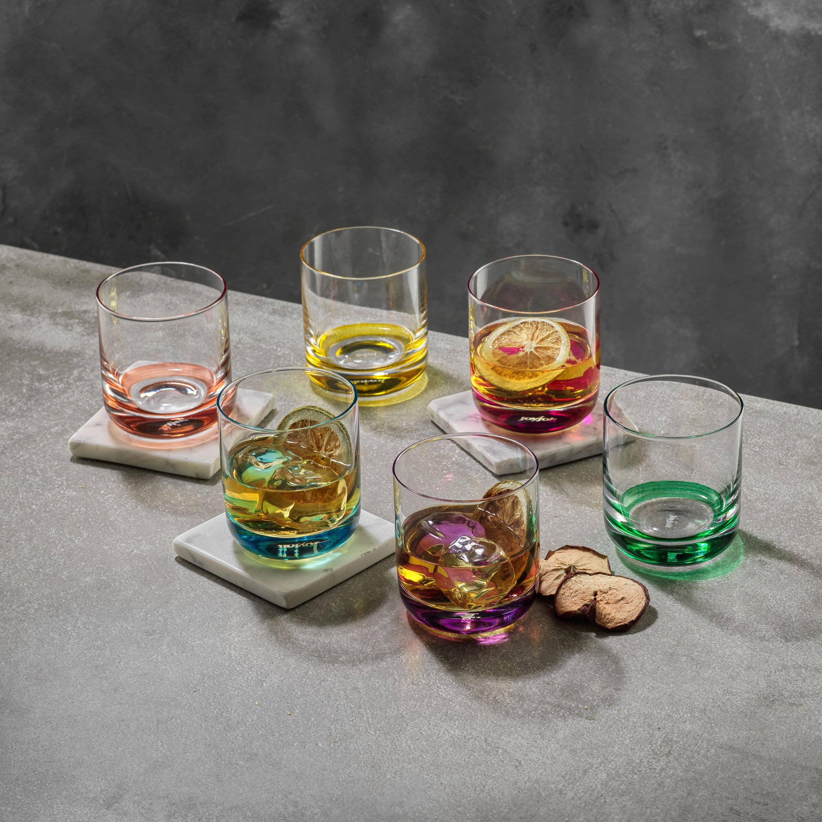 Hue Colored Whiskey Tumbler Set