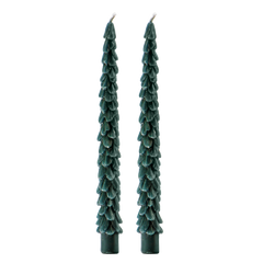 Green Tree Taper Candles Set