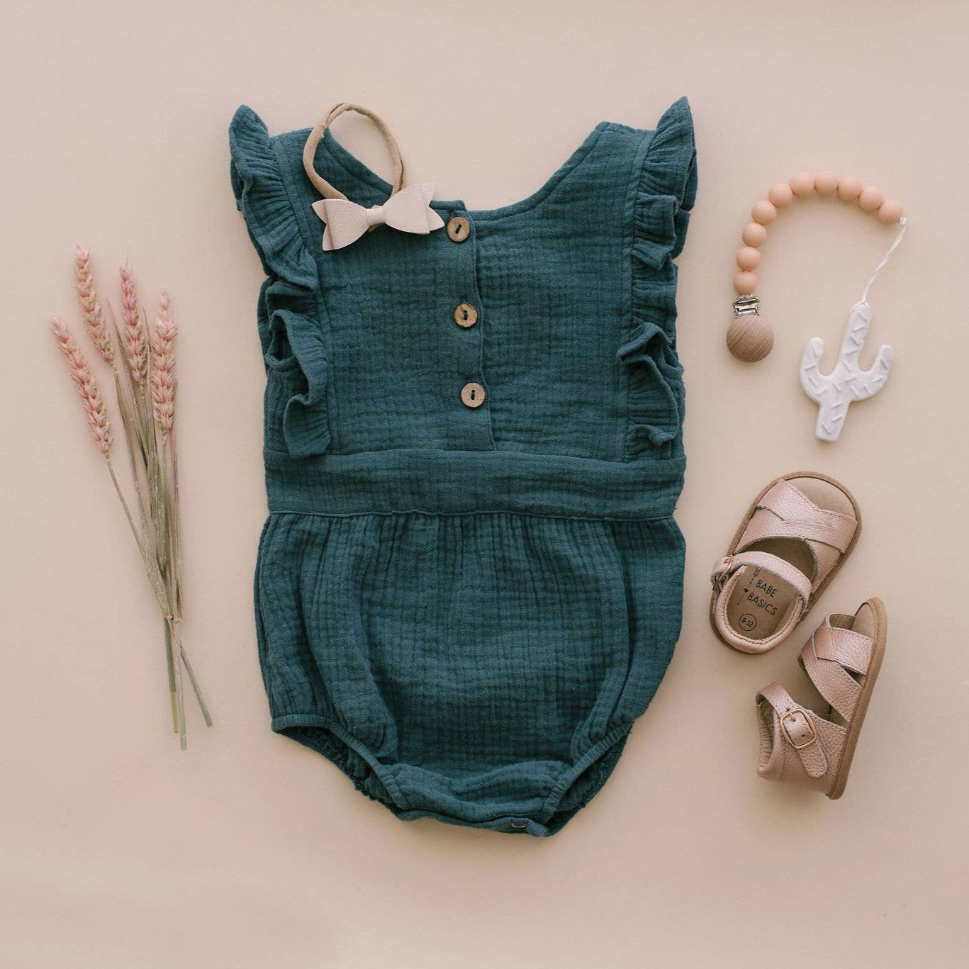 Peacock Backless Cotton Romper