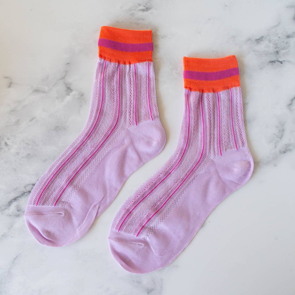 Ankle Mesh Striped Socks