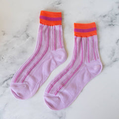 Ankle Mesh Striped Socks