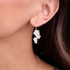 Cherry Blossom Silver Drop Earrings