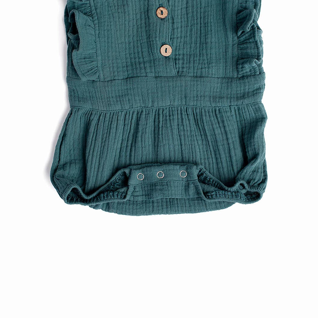 Peacock Backless Cotton Romper