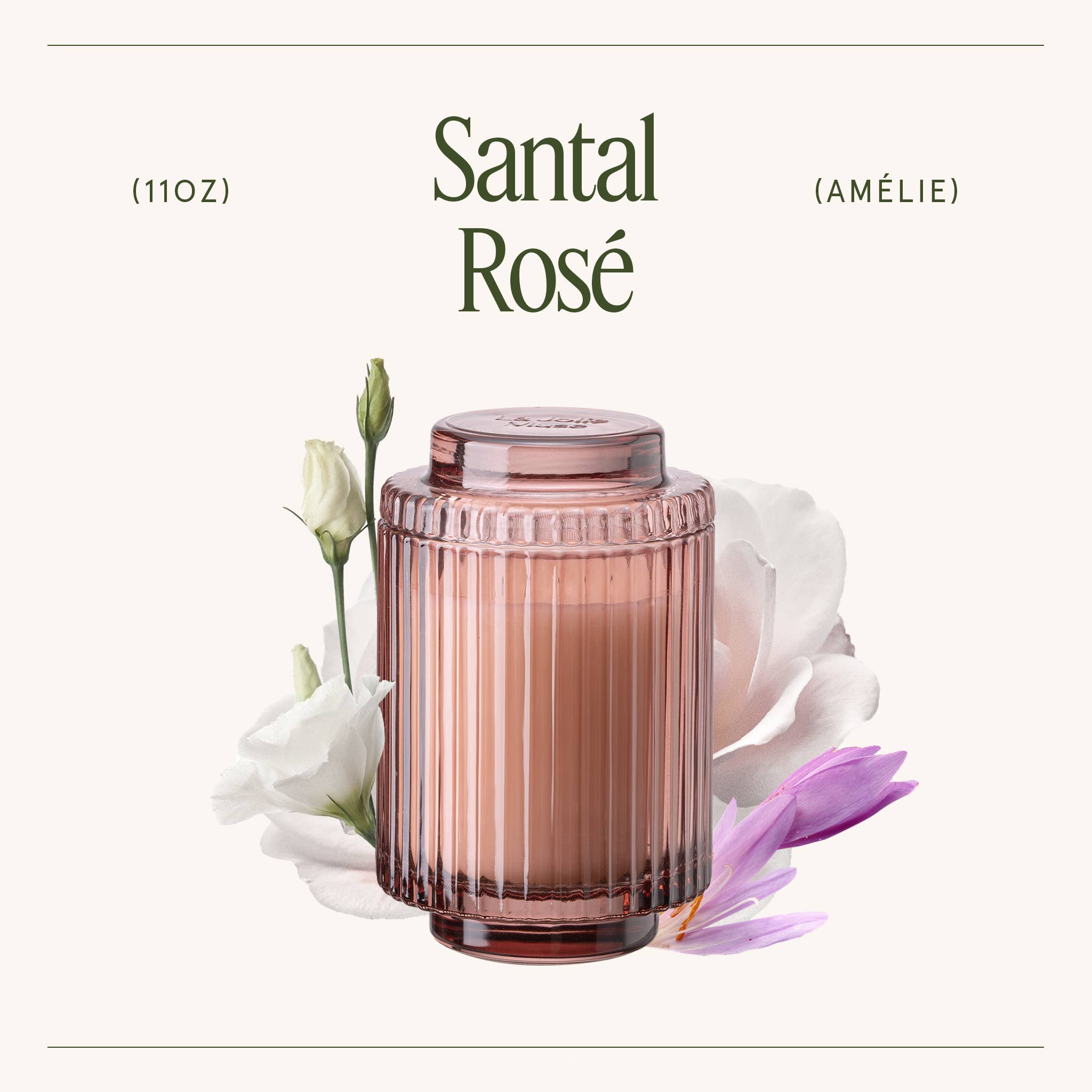 Amélie Glass Jar Candle - Santal Rosé