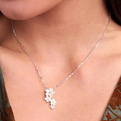 Cherry Blossom Silver Necklace
