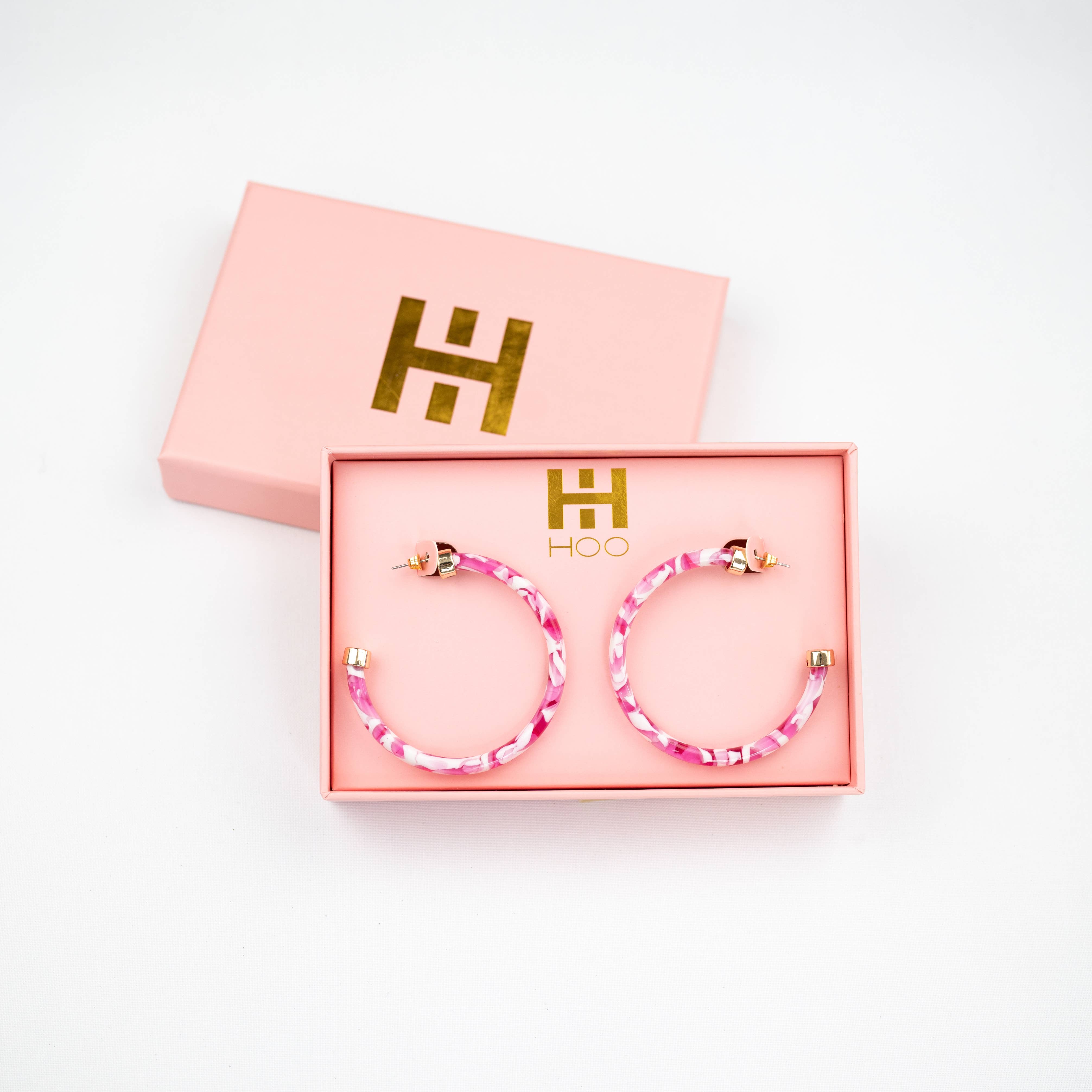 Pink Confetti Hoop Earrings