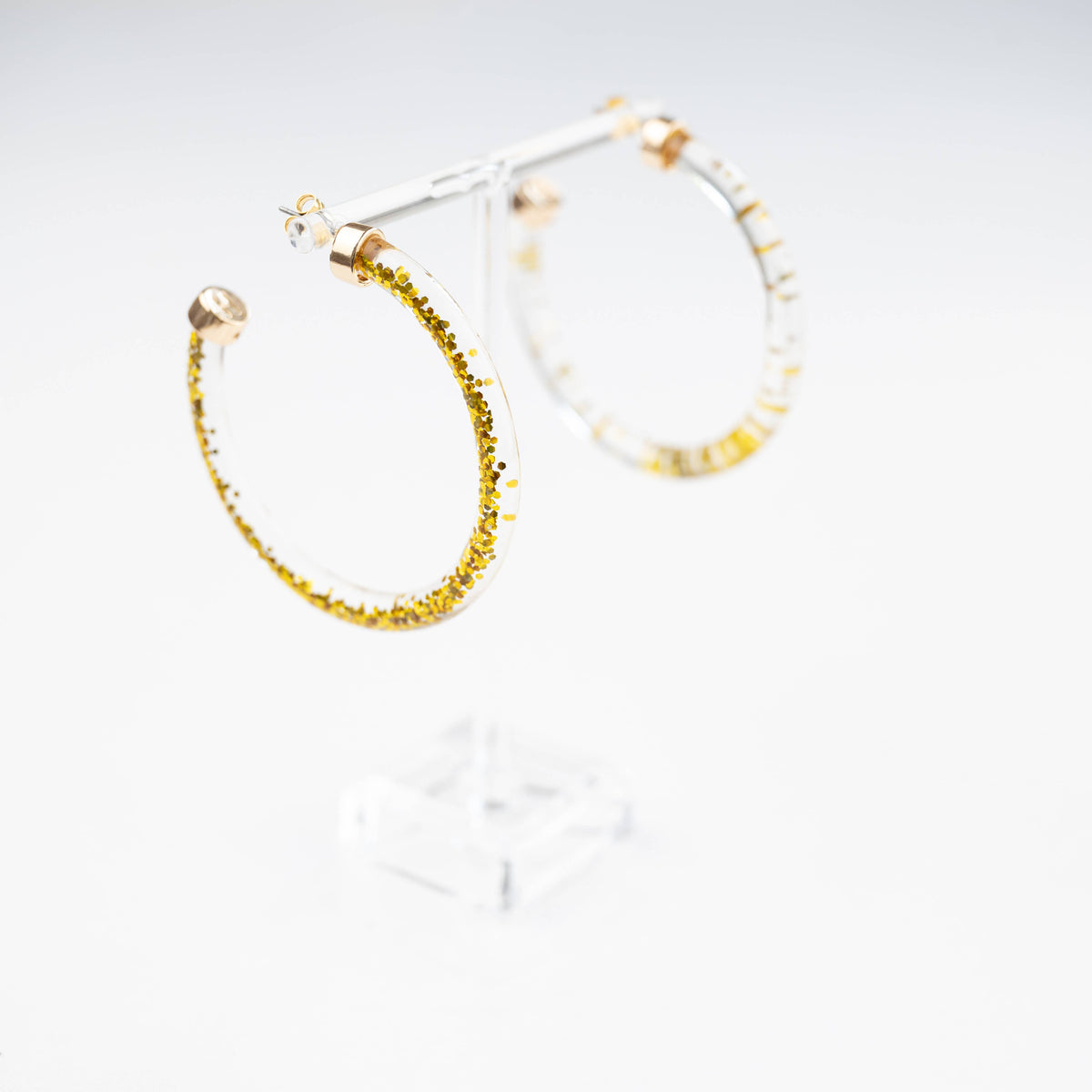 Gold Glitter Hoop Earrings