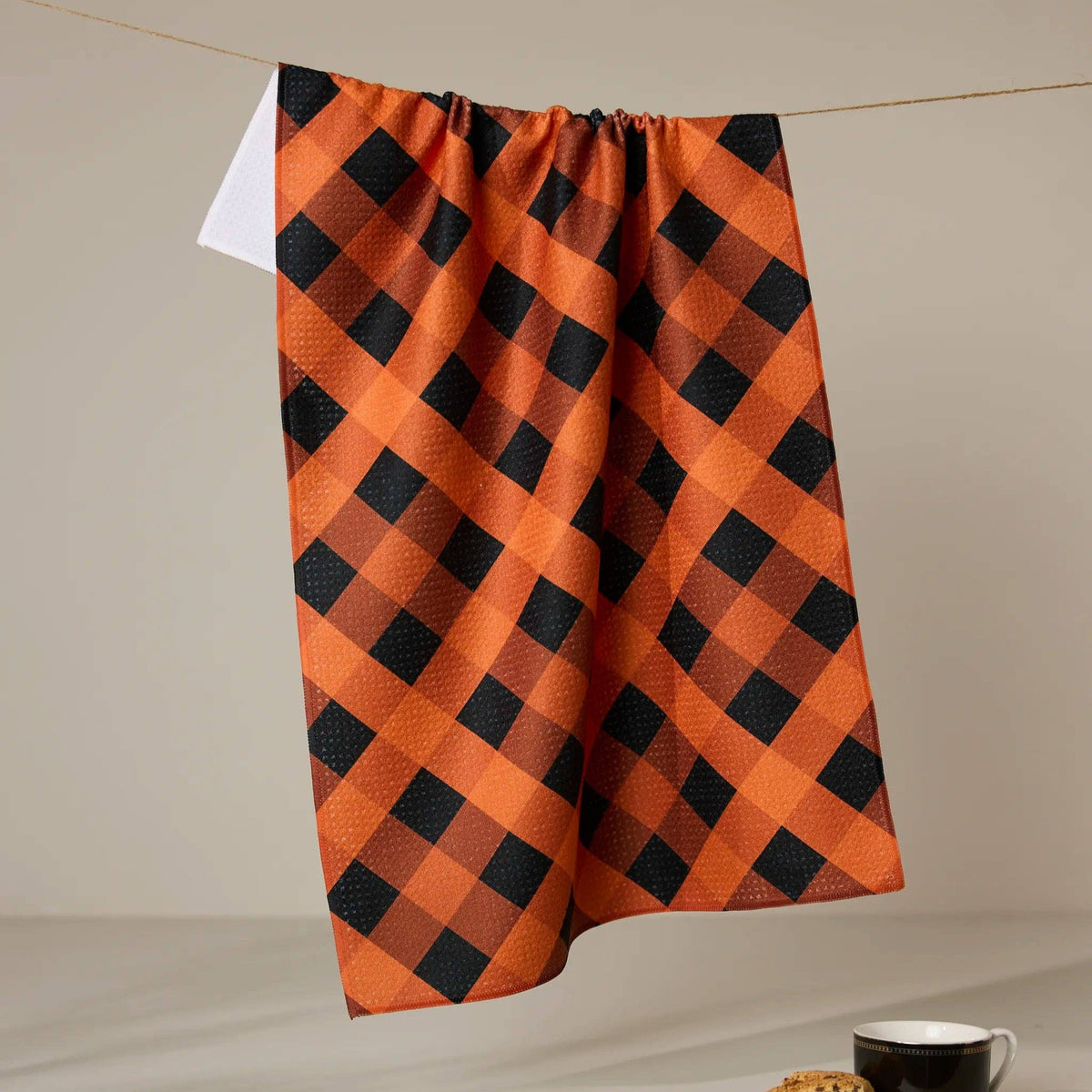 Pumpkin Plaid Tea Towel