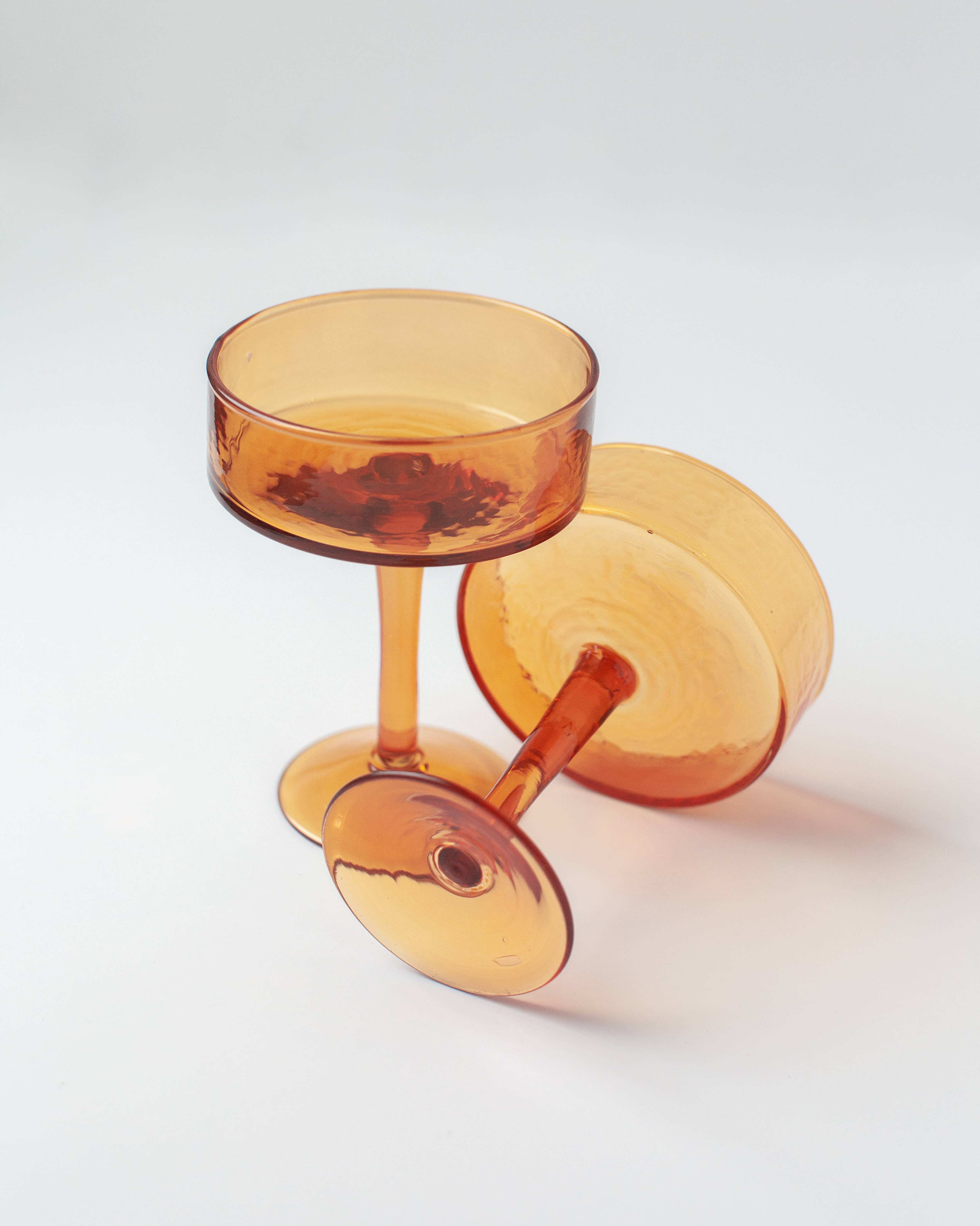 Handblown Hammered Coupe Glasses