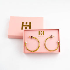 Gold Glitter Hoop Earrings