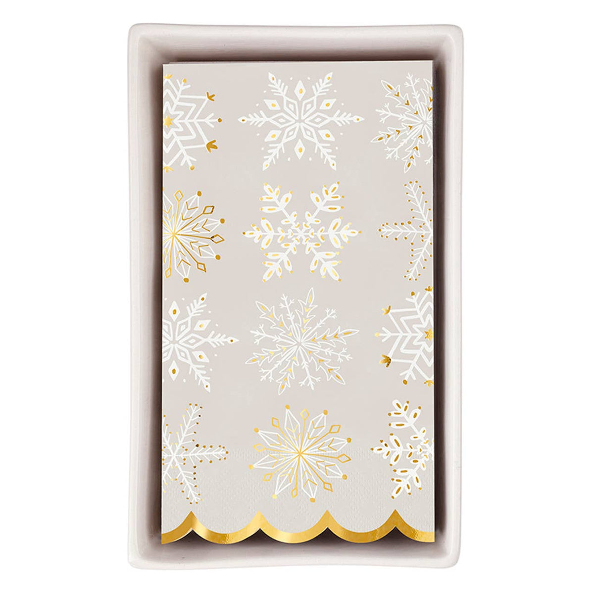 Snowflakes Guest Towels with Ceramic Tray