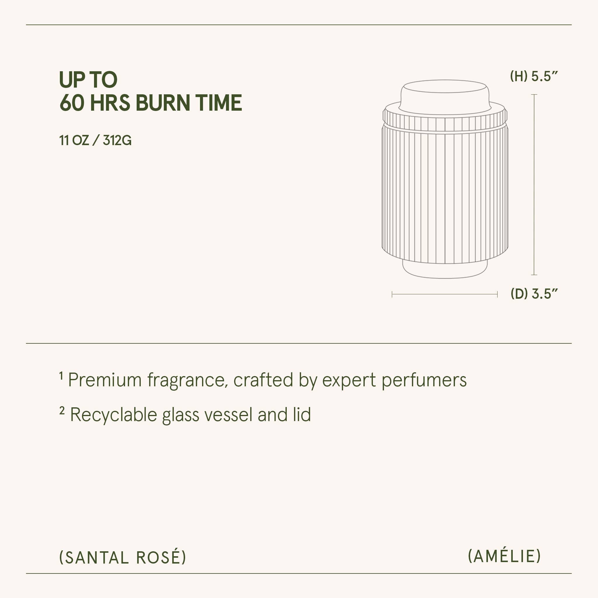 Amélie Glass Jar Candle - Santal Rosé