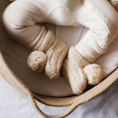Garter Stitch Pom Pom Baby Booties
