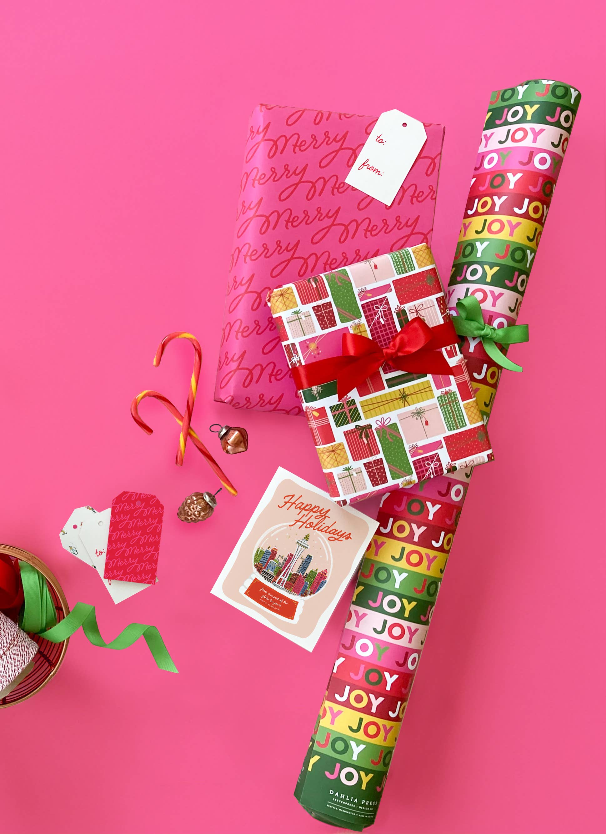 Merry Script Holiday Gift Wrap Sheet