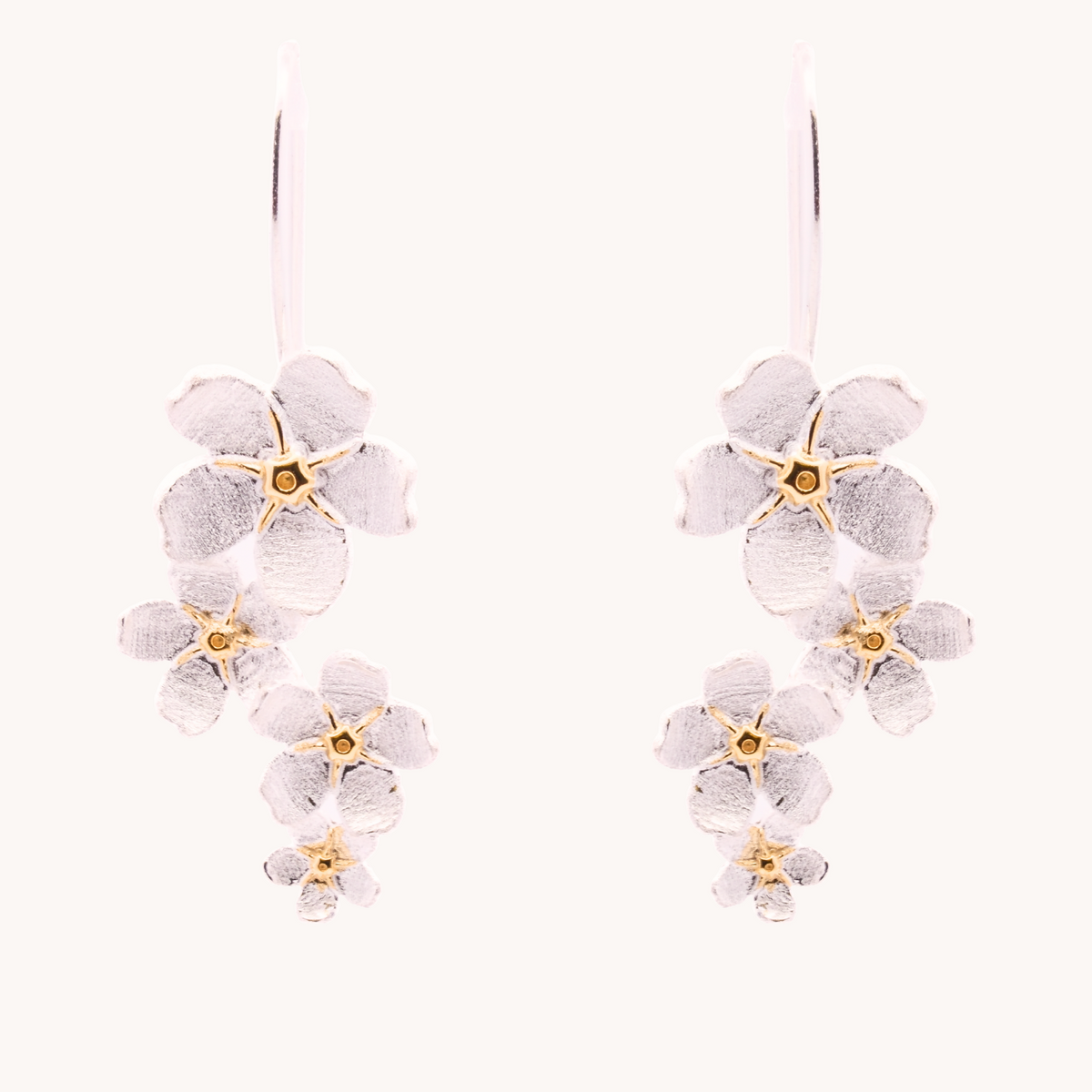 Cherry Blossom Silver Drop Earrings