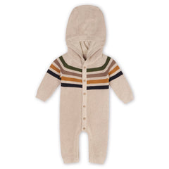 Stripe Hooded Sweater Knit Baby Jumpsuit