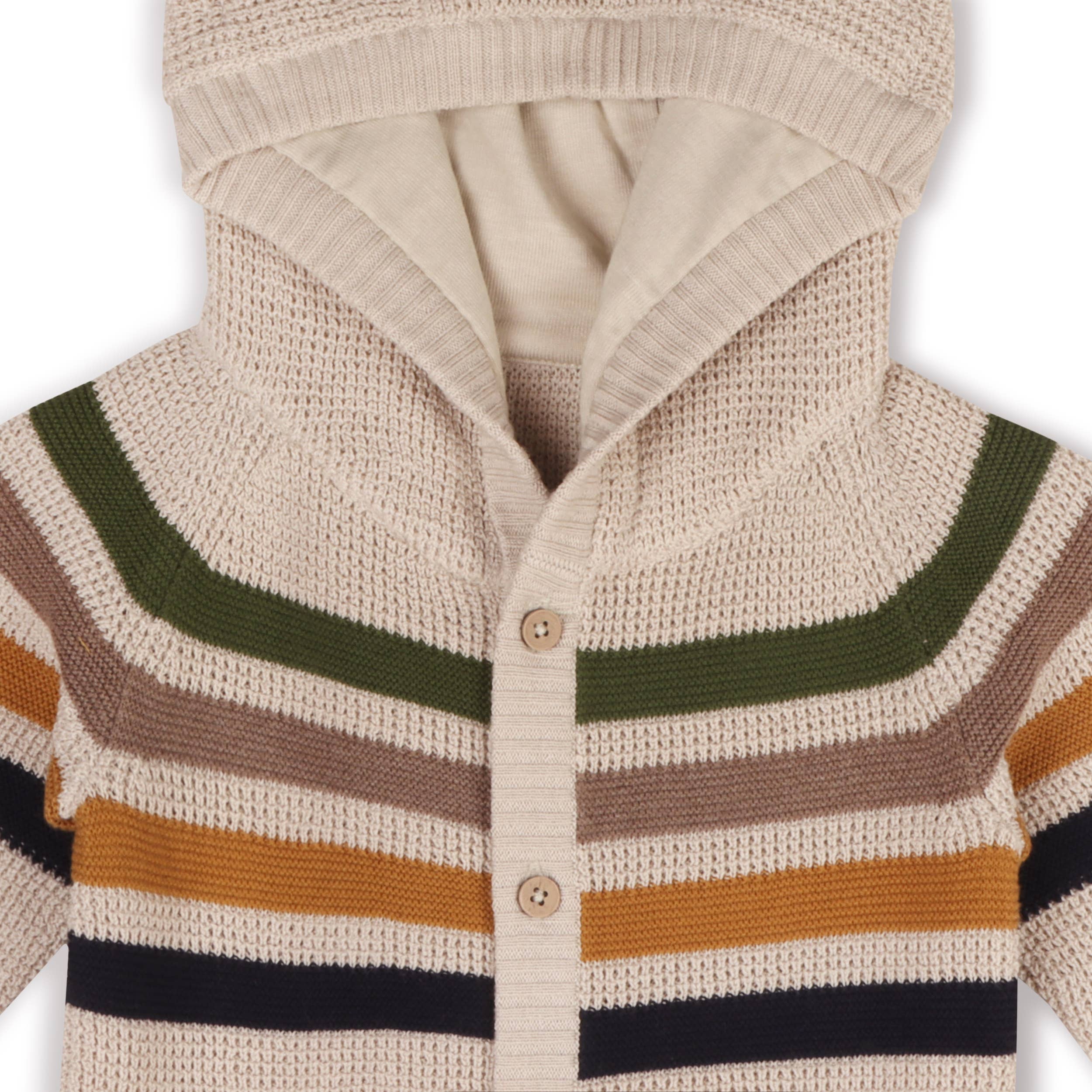 Stripe Hooded Sweater Knit Baby Jumpsuit