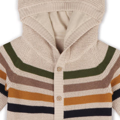 Stripe Hooded Sweater Knit Baby Jumpsuit
