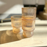 Amber Ribbed Stacking Glass