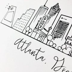 Atlanta Skyline - Black and White Art Print