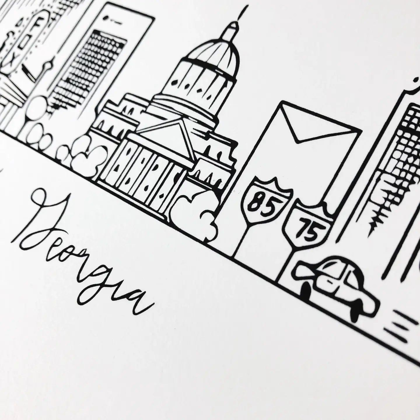 Atlanta Skyline - Black and White Art Print