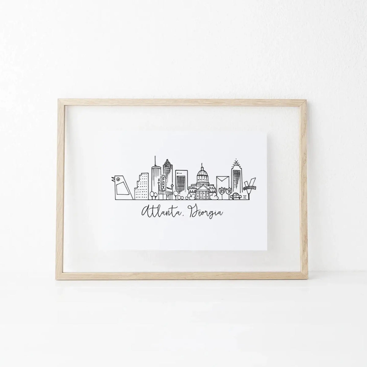 Atlanta Skyline - Black and White Art Print