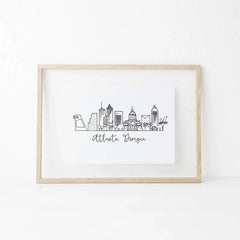 Atlanta Skyline - Black and White Art Print