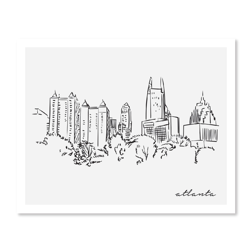 Atlanta Skyline Sketch Art Print