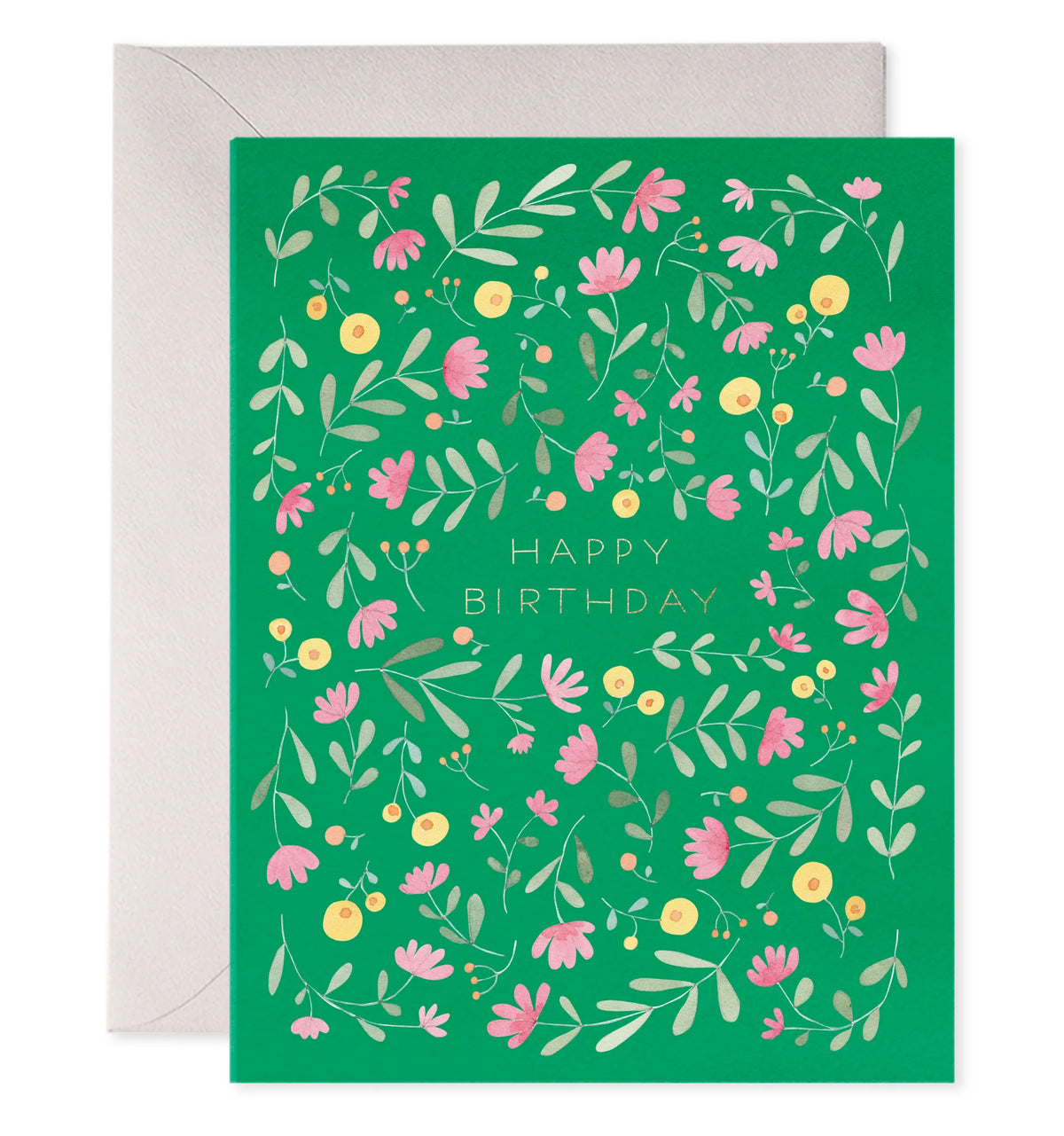 Green Floral Birthday Card