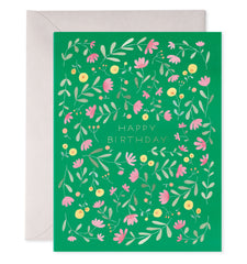 Green Floral Birthday Card