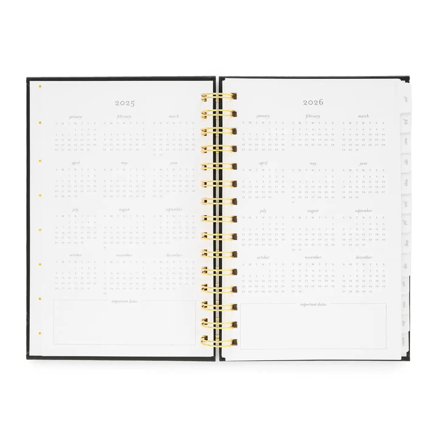 2025 Black Small Spiral Planner