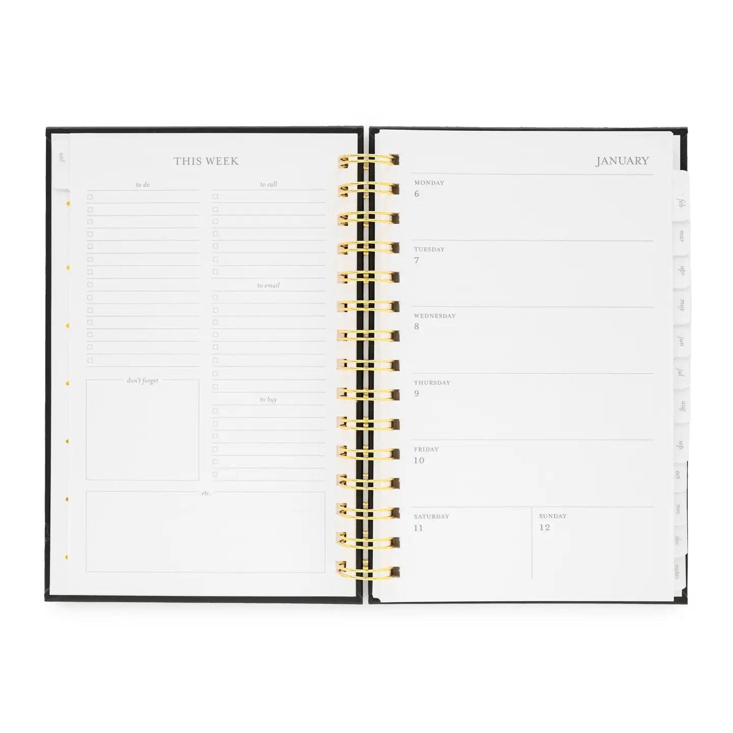 2025 Black Small Spiral Planner